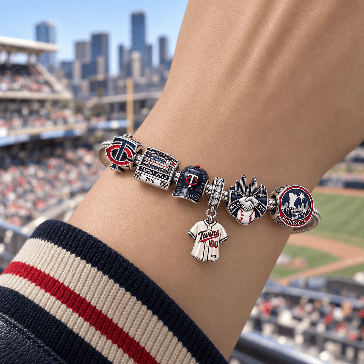 MNST Silver Charm Bracelet Set PTT