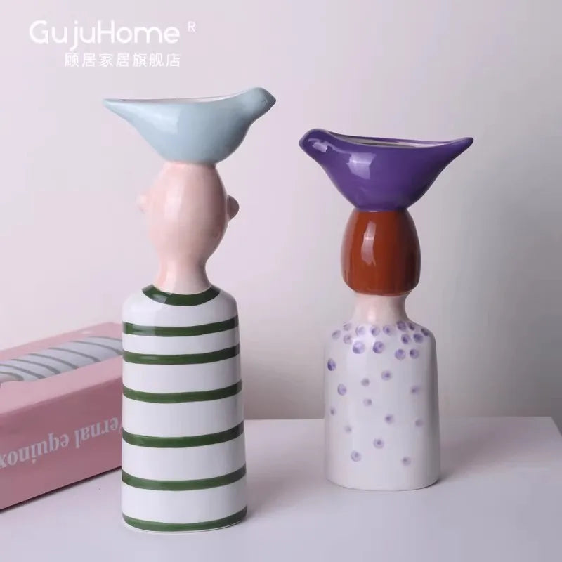 Vase Home Decor Room Decoration Ceramic Vases Desktop Art Sculpture Flower Arrangement Wedding Decoration Housewarming souvenir