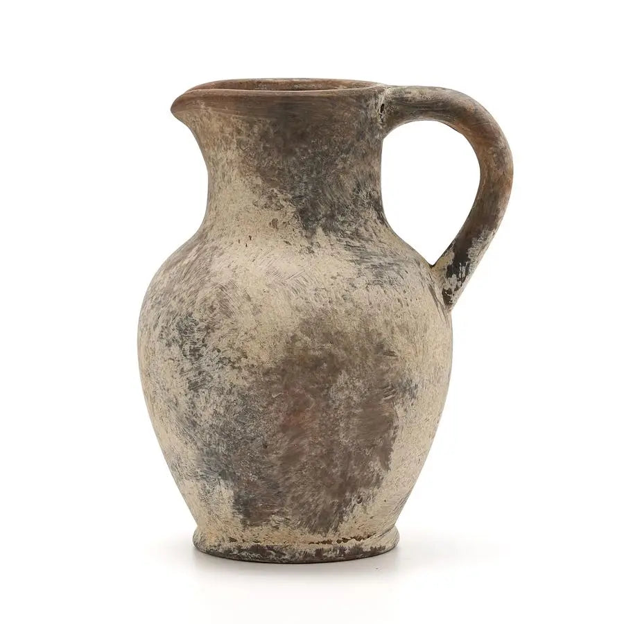 Ceramic Rustic Farmhouse Vase with Handle, Terracotta Vase, Minimalist Decorative Vases for Home Decor, Table, Living Room, Shel