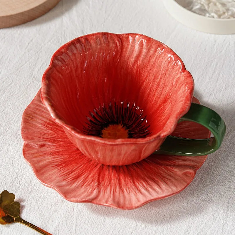 Ceramic Coffee Cup Household Cafe Cup One Saucer Afternoon Teacup Latte Cup Coffee Cup Saucer Set