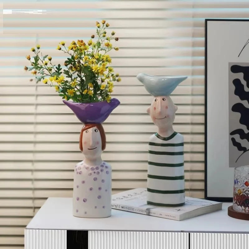Vase Home Decor Room Decoration Ceramic Vases Desktop Art Sculpture Flower Arrangement Wedding Decoration Housewarming souvenir