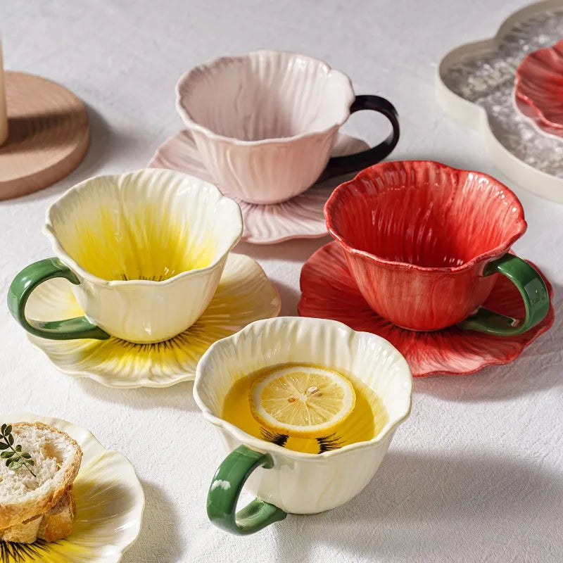 Ceramic Coffee Cup Household Cafe Cup One Saucer Afternoon Teacup Latte Cup Coffee Cup Saucer Set